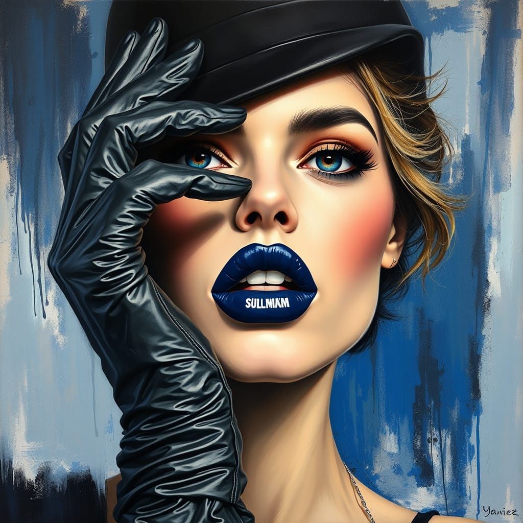 Ethereal Woman in Cobalt Oil Painting