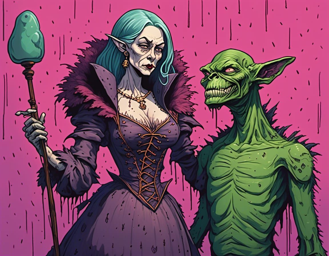 witch with her familiar