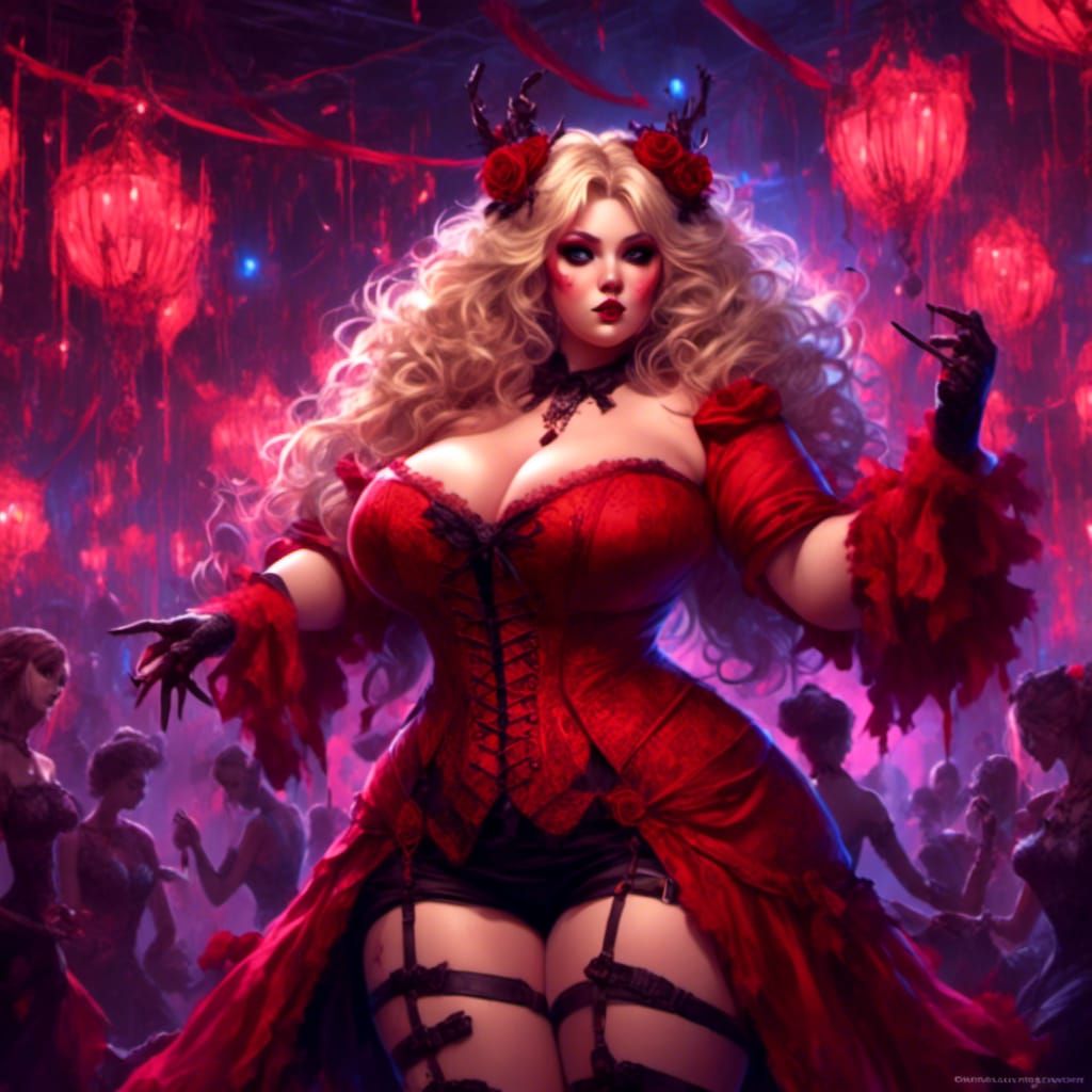 Blonde Woman Pole Dancing in Anime Style