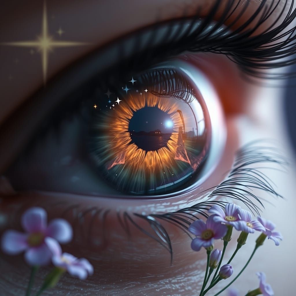 Mystical Eye Reflecting Life, Death, and Love