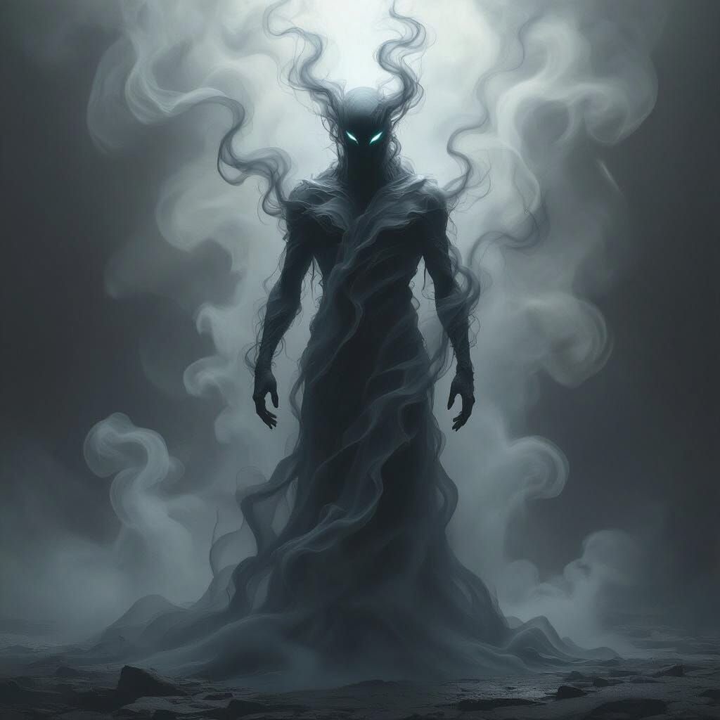 Ethereal Smoke Figure in Dark Fantasy Art Style