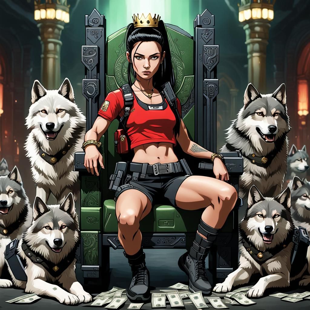 Amazonian Warrior Queen on Throne, Digital Matte Painting