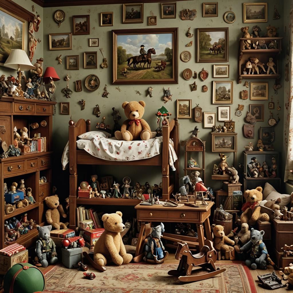 Hyperrealistic Child's Room with Toys
