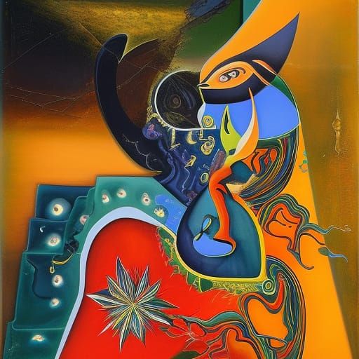 Solar System in Kandinsky Inspired Abstract Style