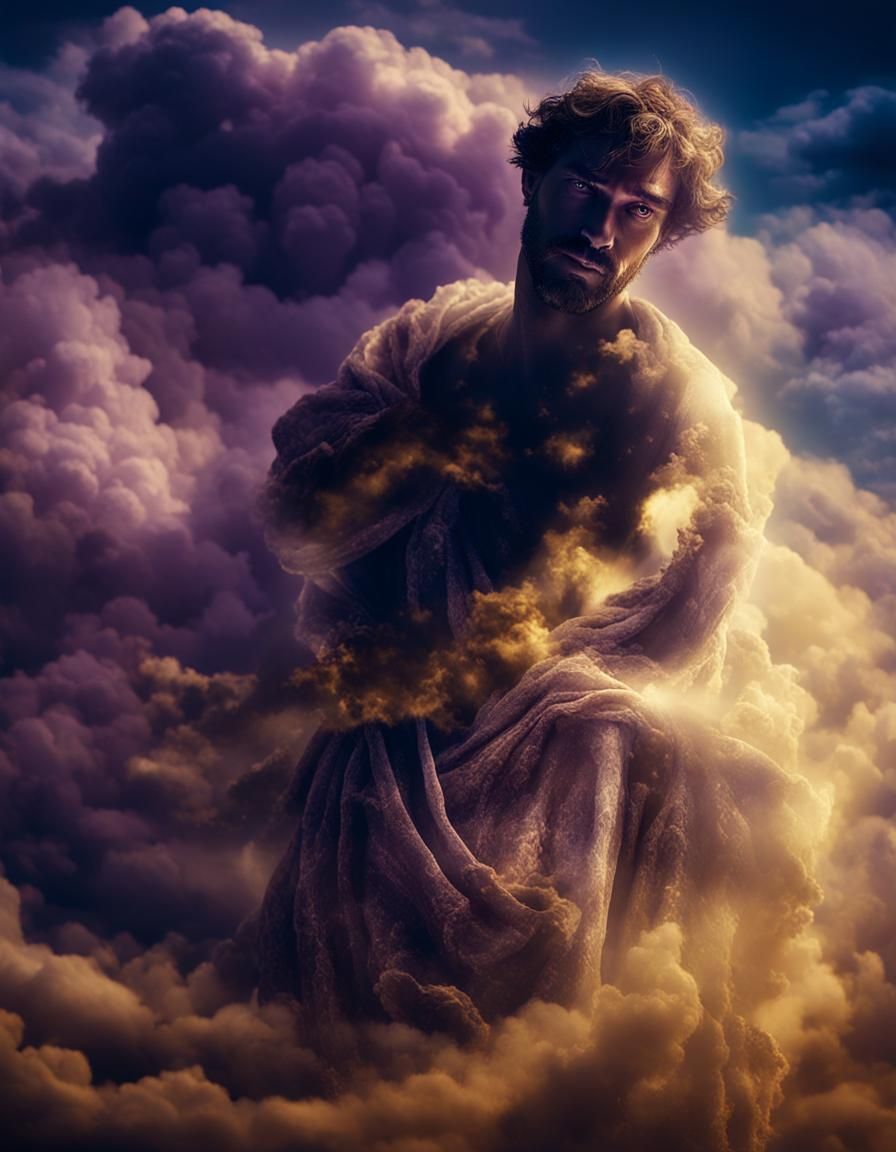 Angelic Figure Surrounded by Mystical Clouds