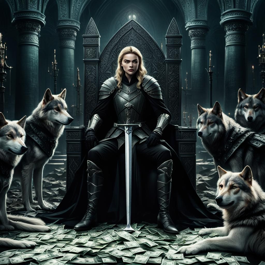 Peyton List as Armored Knight on Throne