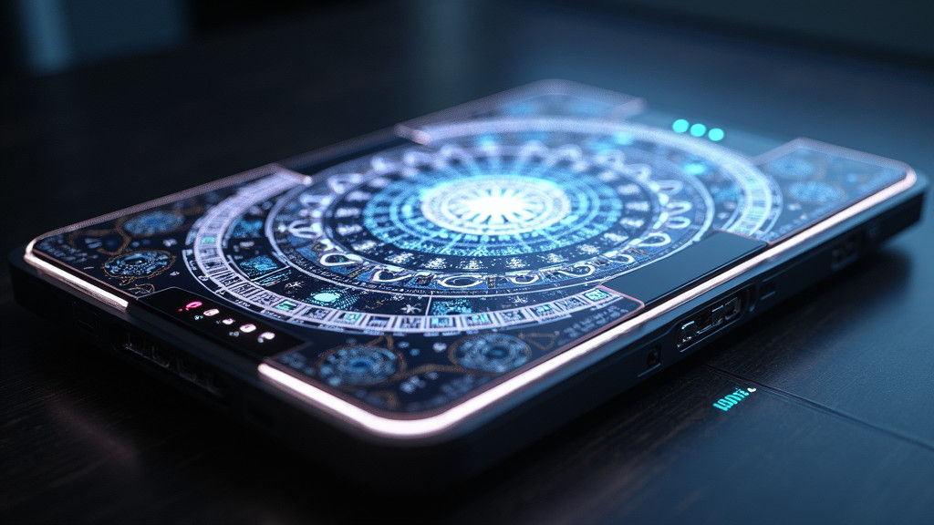 Futuristic Holopad with Ethereal Glow in Cyberpunk Style