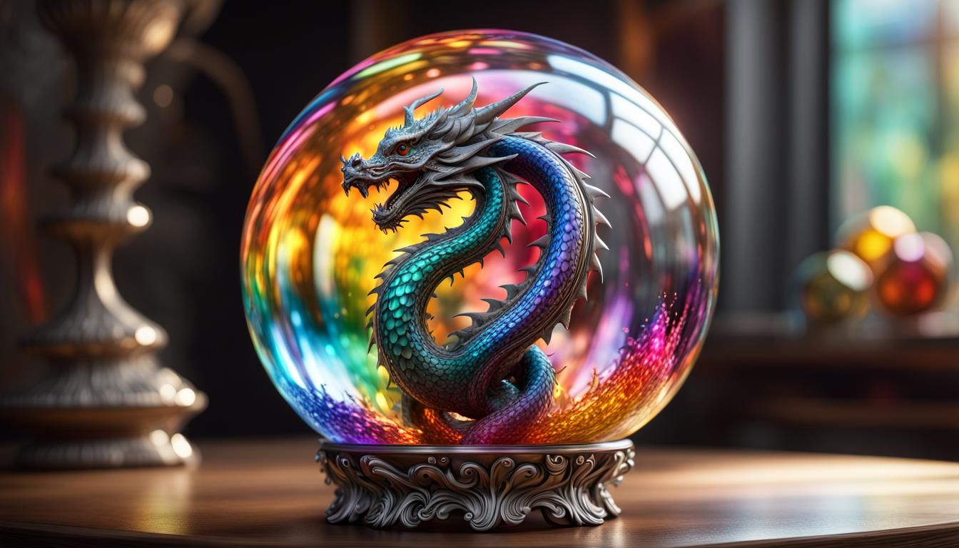 Glass Sphere with Dragon in Unreal Engine