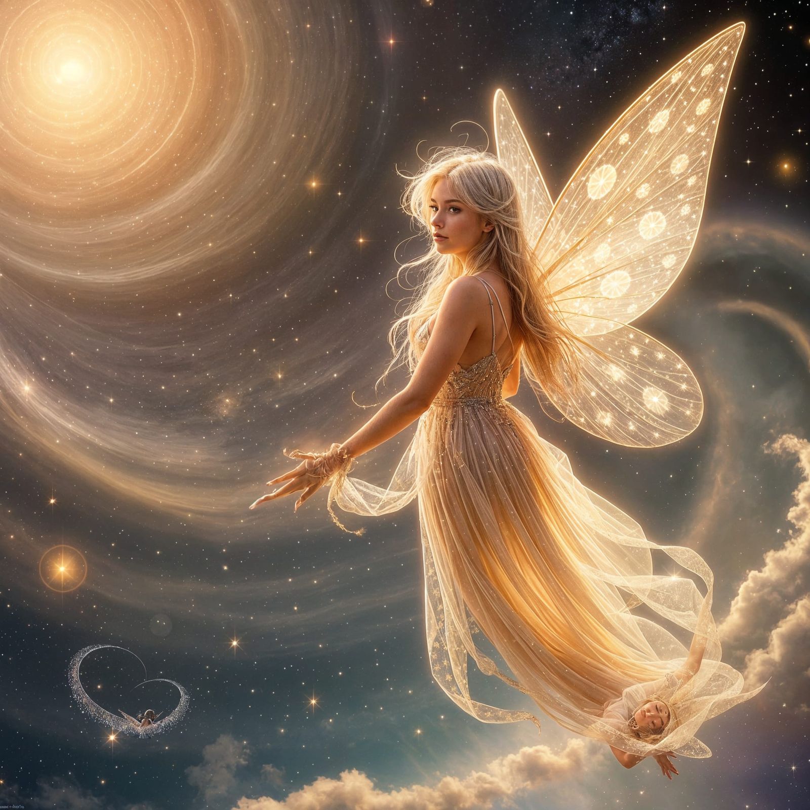 Celestial Fairy in Stardust Landscape