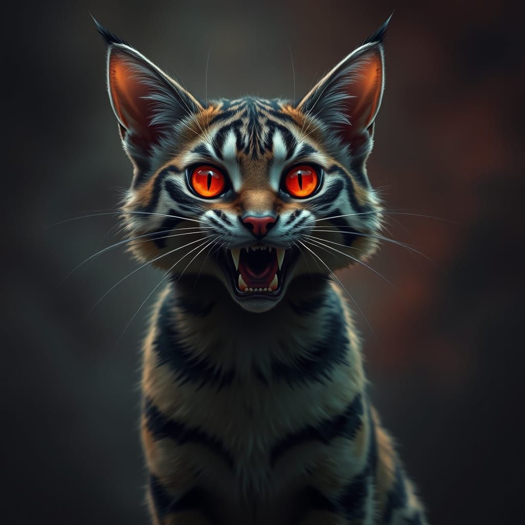 Vampire Tiger Cat with Devilish Charm