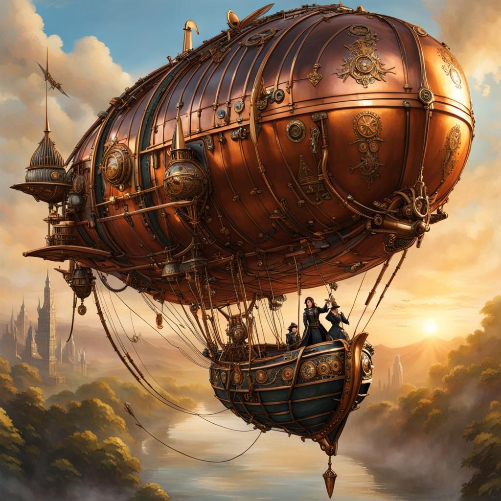 Steampunk Airship Gondola in Early Morning Light