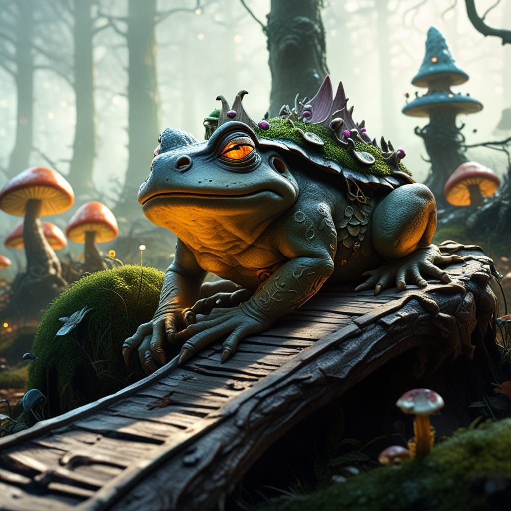 Surprised Frog in Mushroom Kingdom as Digital Art