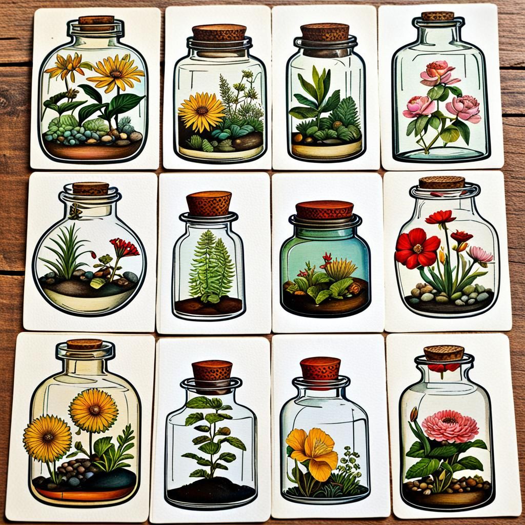 Vintage Glass Terrariums and Ephemera Collection