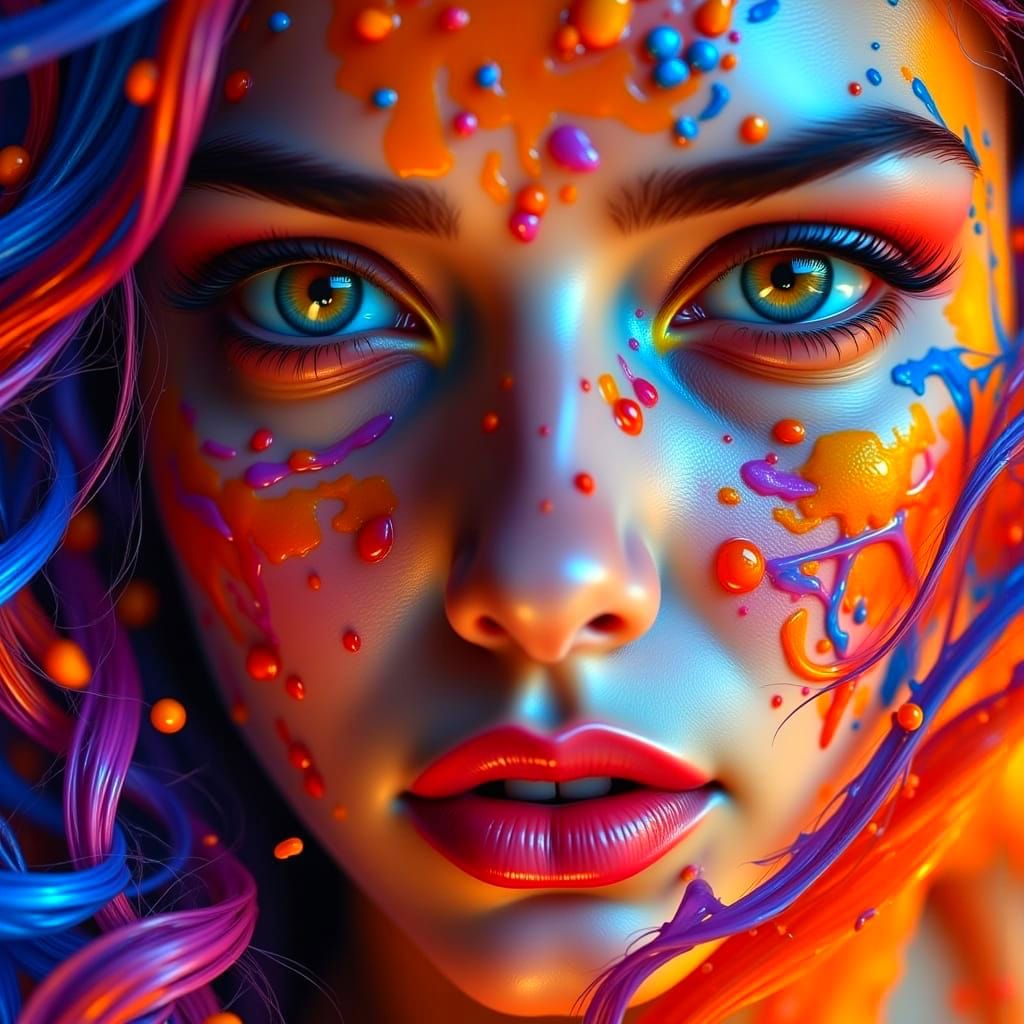 Hyper-Realistic Portrait with Swirling Abstract Patterns