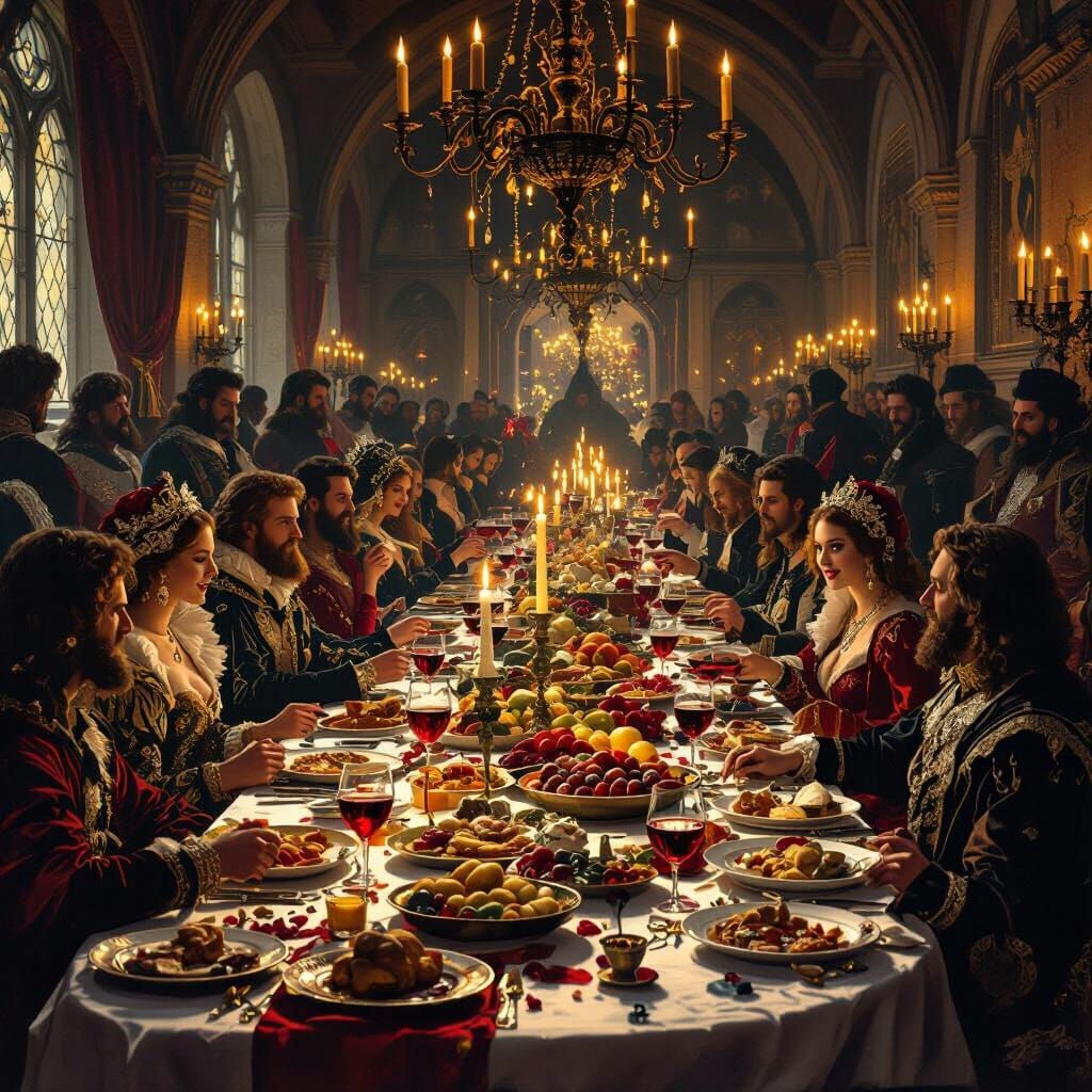 Lavish Medieval Banquet Full of Revelry and Hidden Darkness