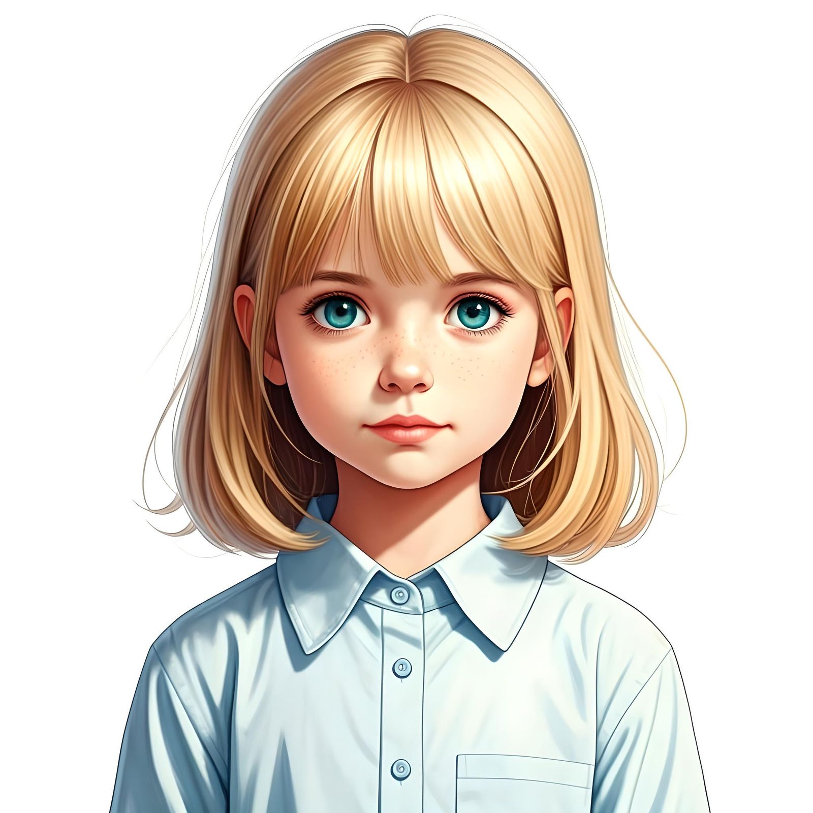 Hyperrealistic Portrait of a Blonde Girl with Braids