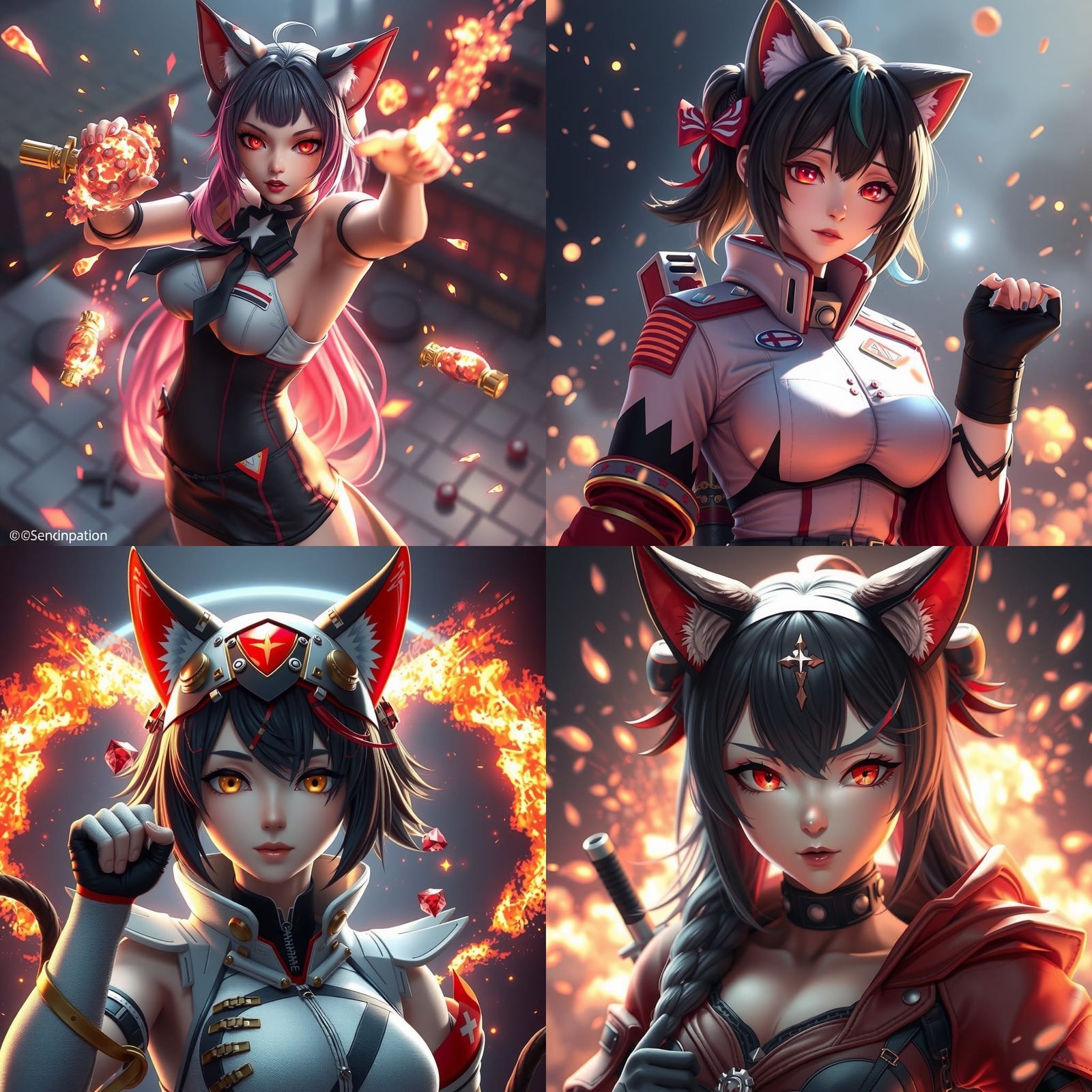 Anime Catgirl Soldier with Explosive Powers