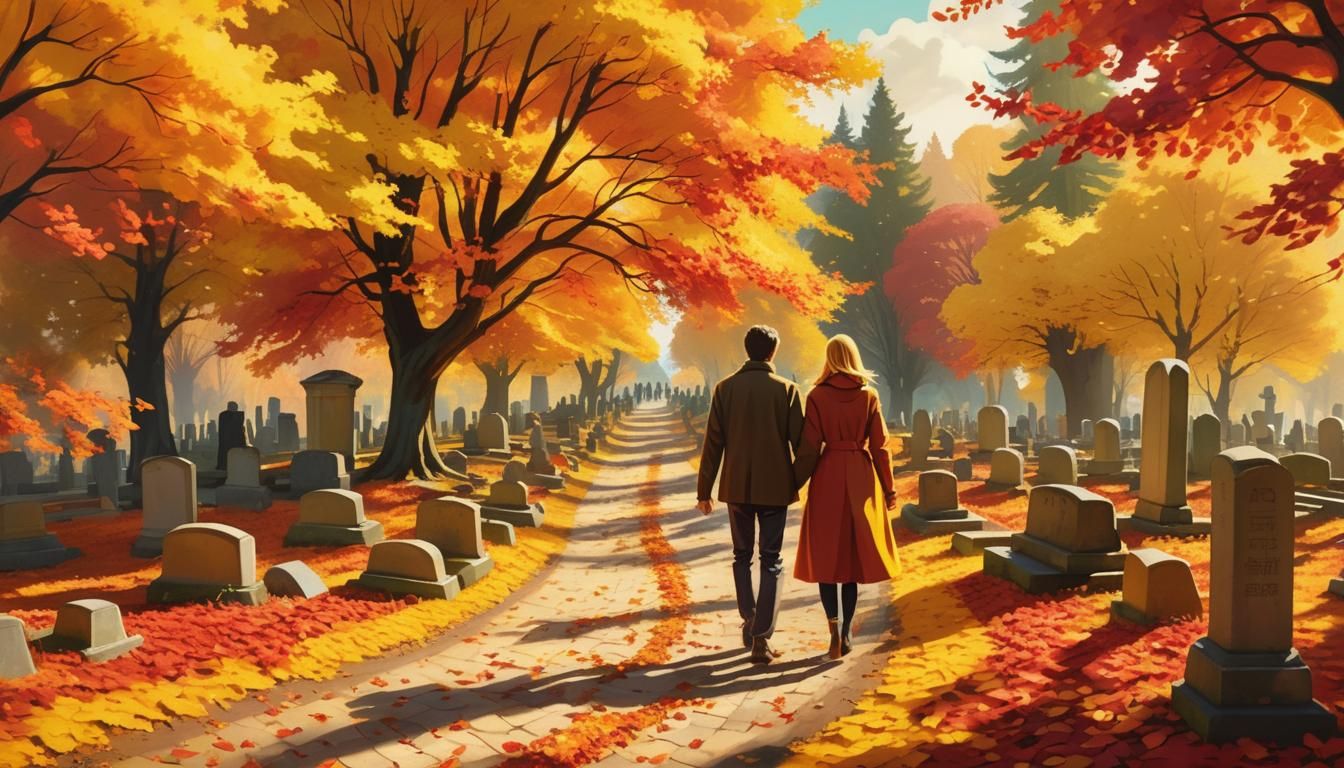 Surreal Autumn God Reveals Vibrant Cemetery