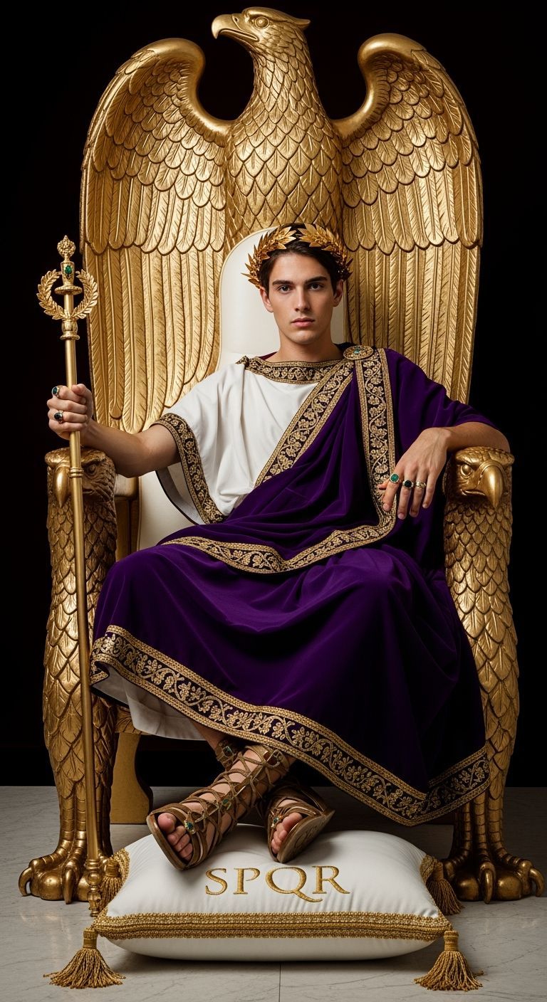 Young Roman Emperor on Gold Eagle Throne
