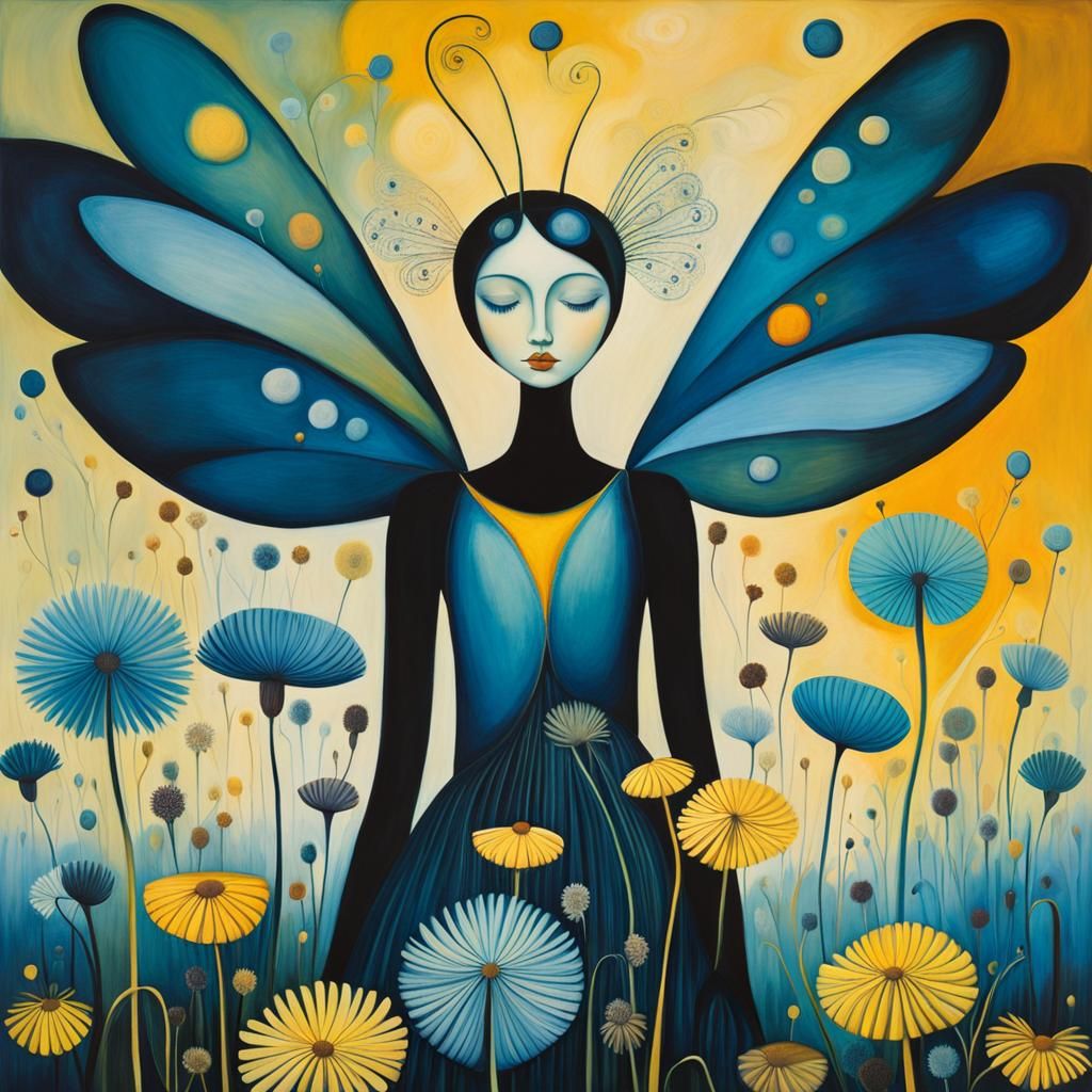 Fairies Making Wishes in Surreal Dandelion Dreamscape