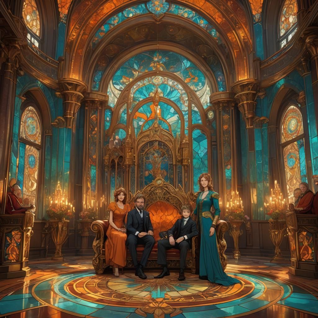 Trevor Goodchild Family Portrait in Art Nouveau Style