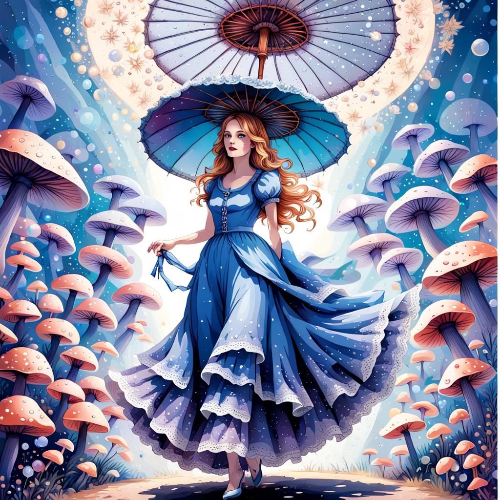 Alice in Wonderland Fantasy Portrait in Softly Glowing Blue ...