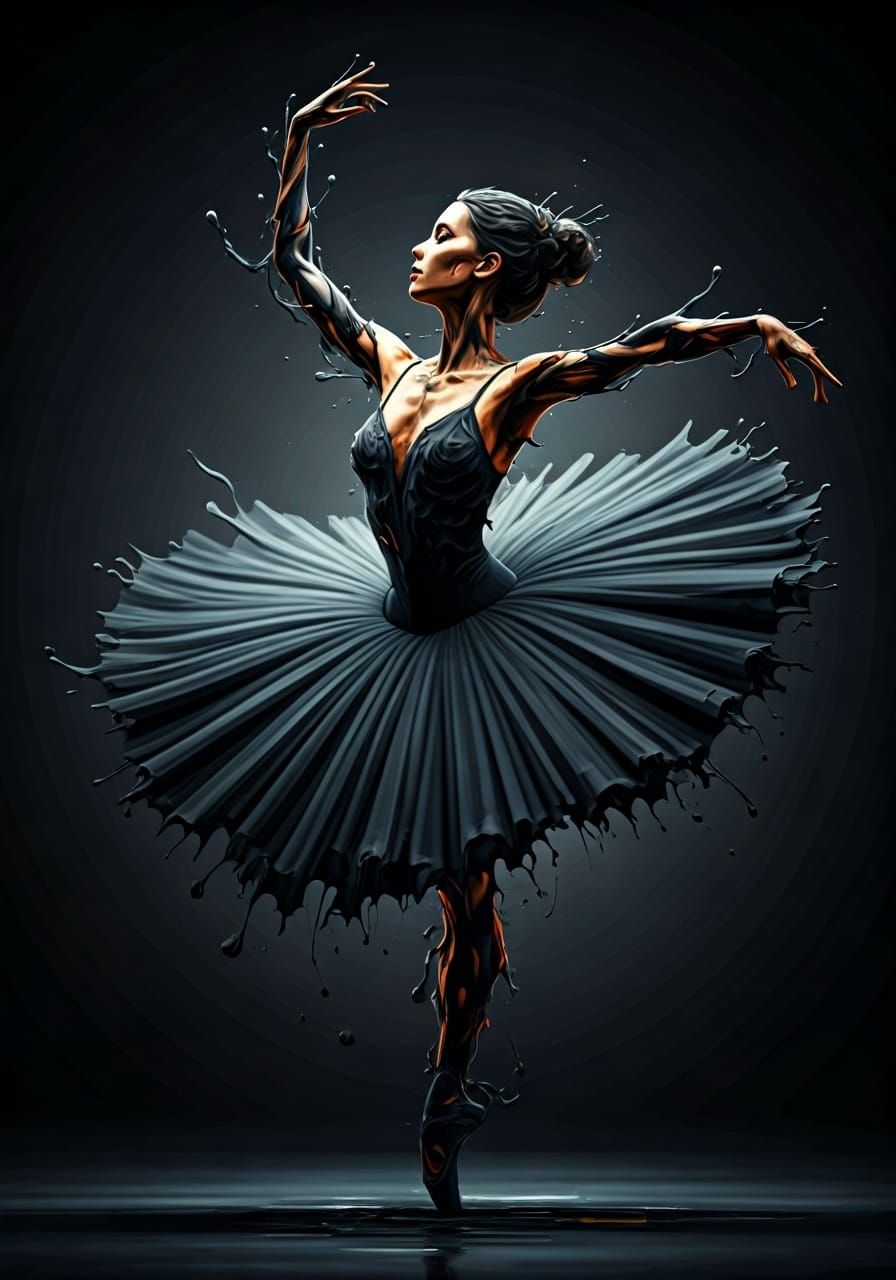Liquid Ink Dancer in Futuristic Neon Style