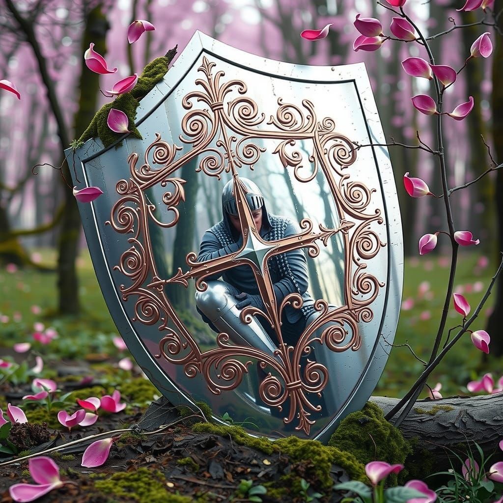 Surreal Shield in Enchanted Forest
