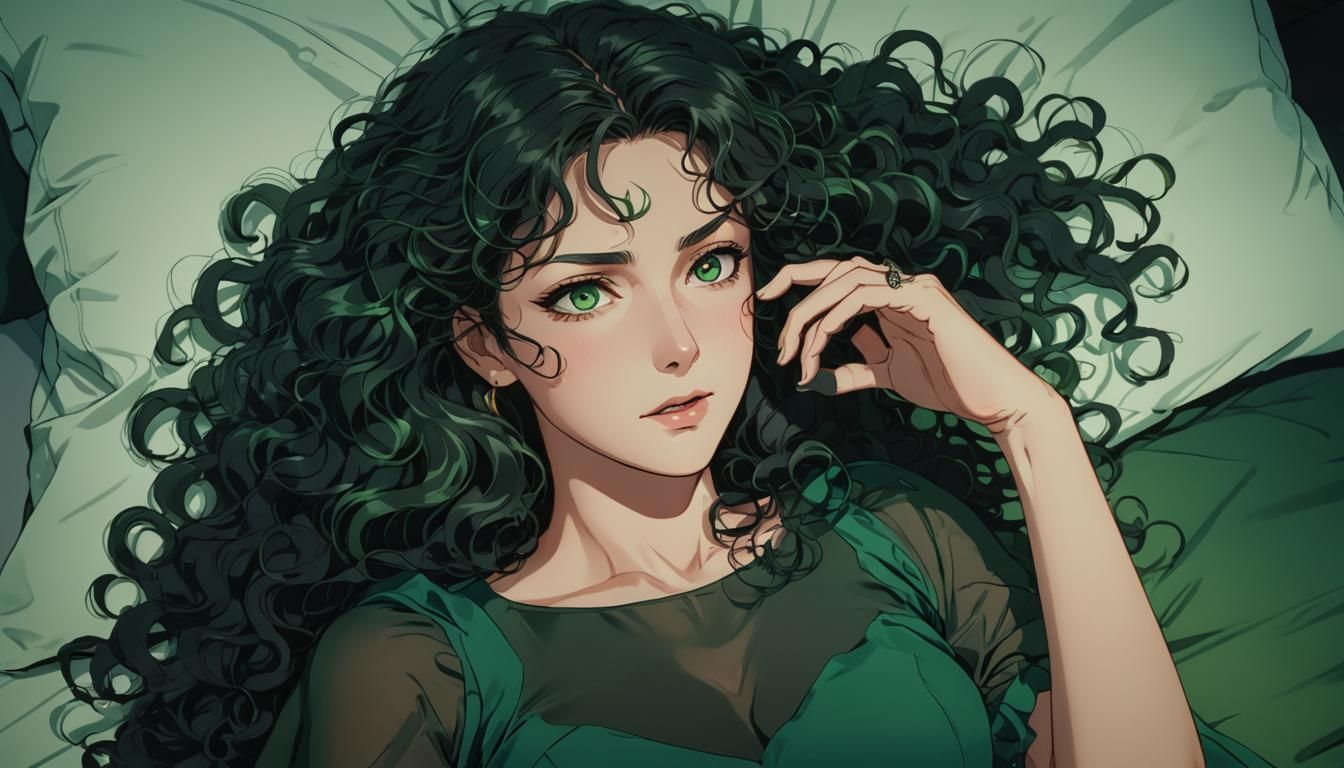 Anime Woman with Green Eyes in Studio Trigger Style