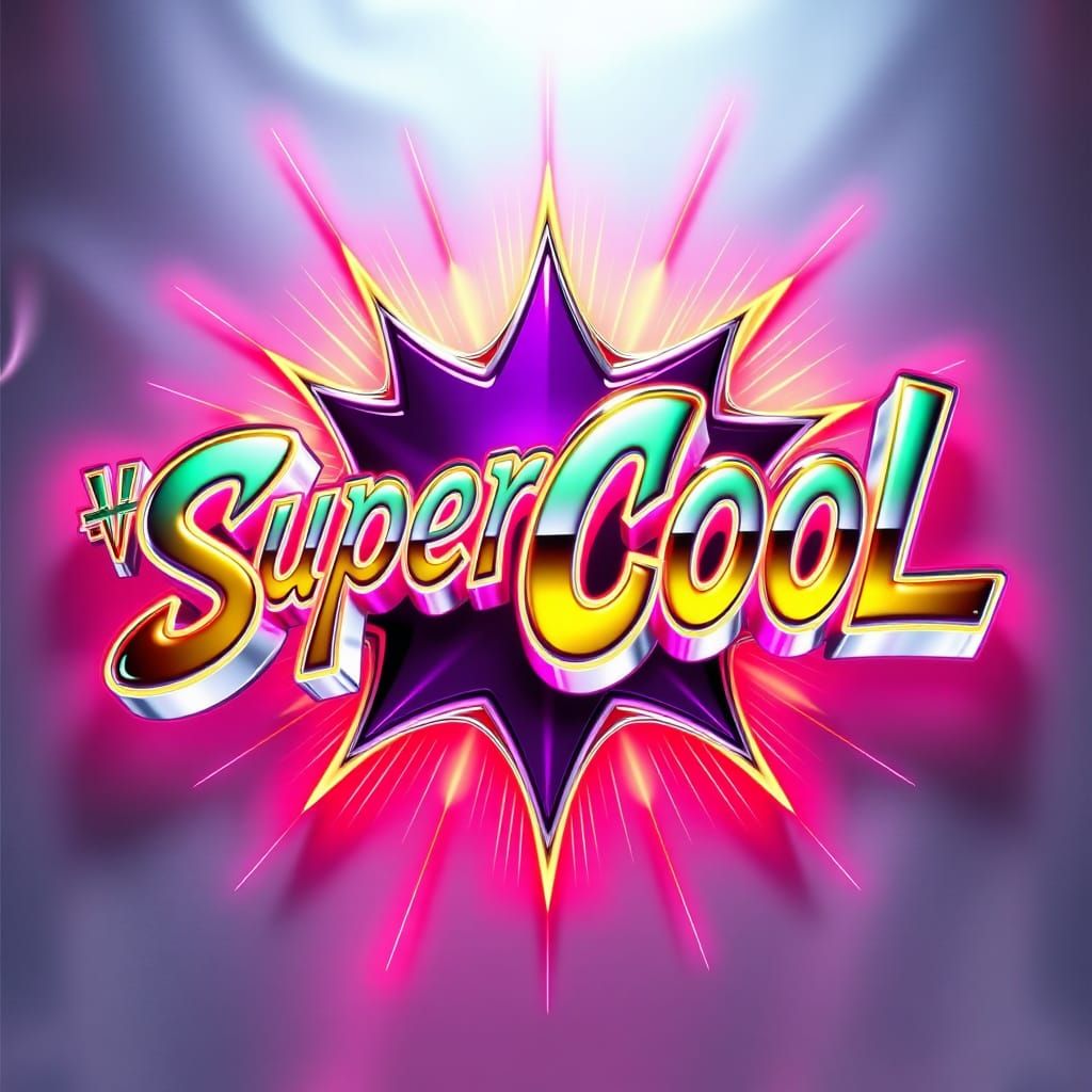 Chrome Graffiti 'Super Cool' with Neon Lights