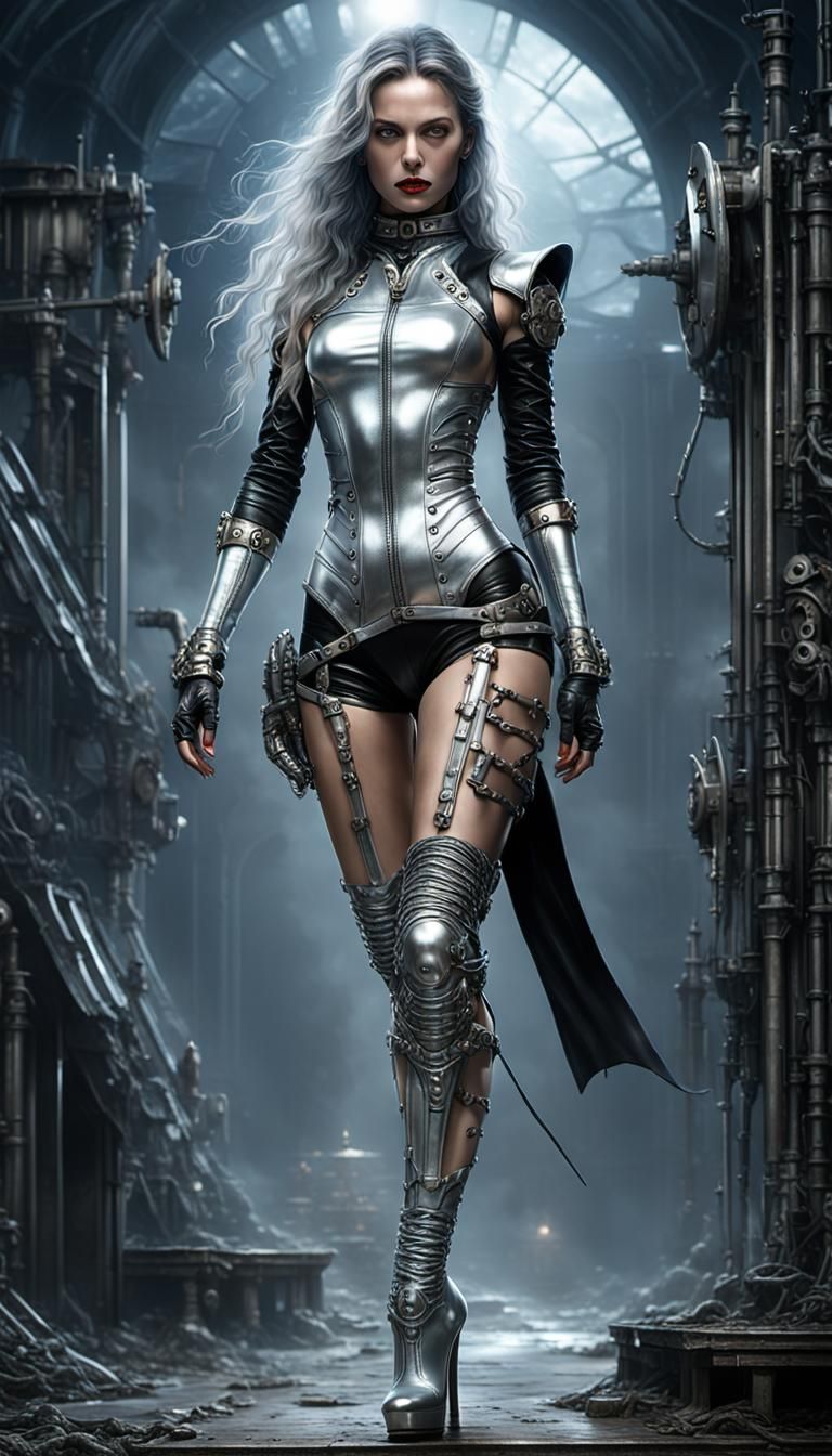 Cyberpunk Woman in Luis Royo Style