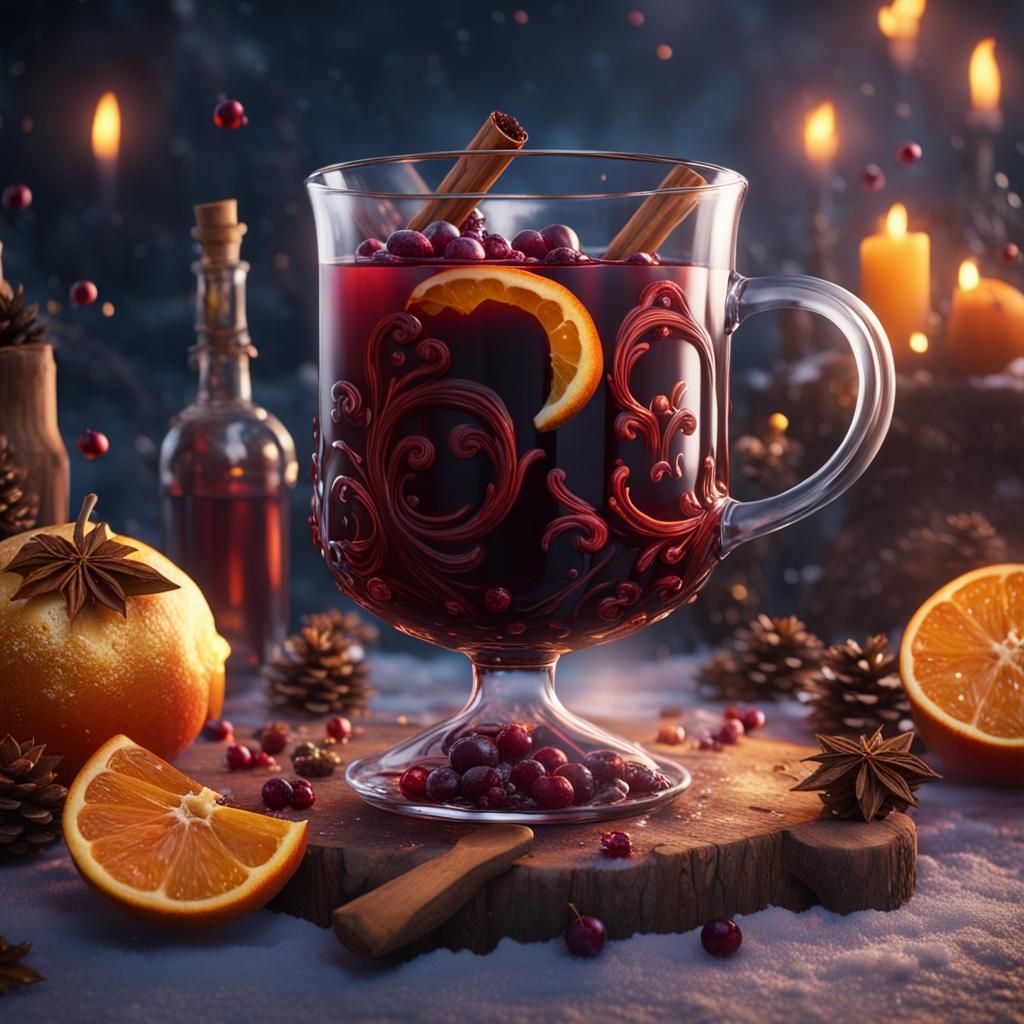 Detailed 3D Render of Mulled Wine
