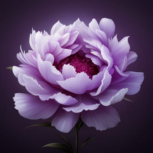 Purple Peony with Luscious Petals: Digital Art