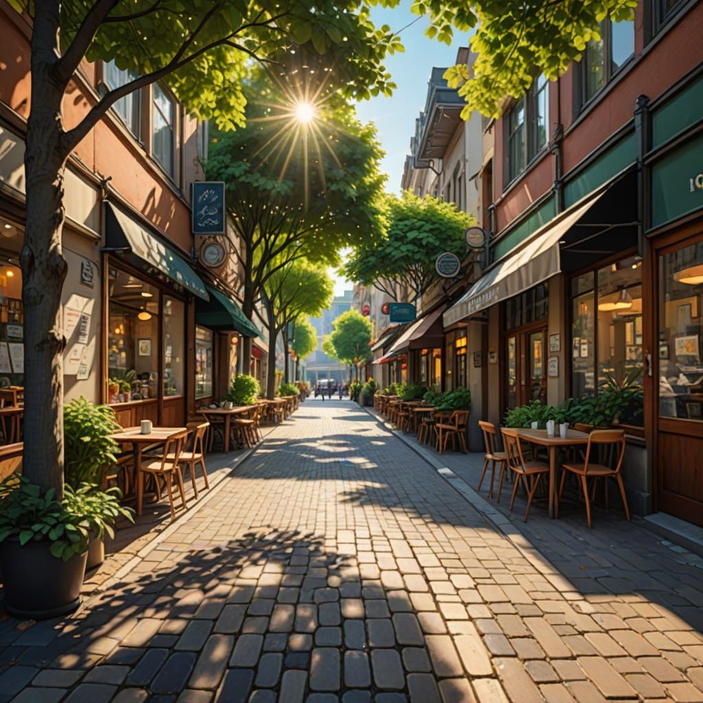 Cozy Otomo-Style Cafe Scene in Vibrant Urban Setting