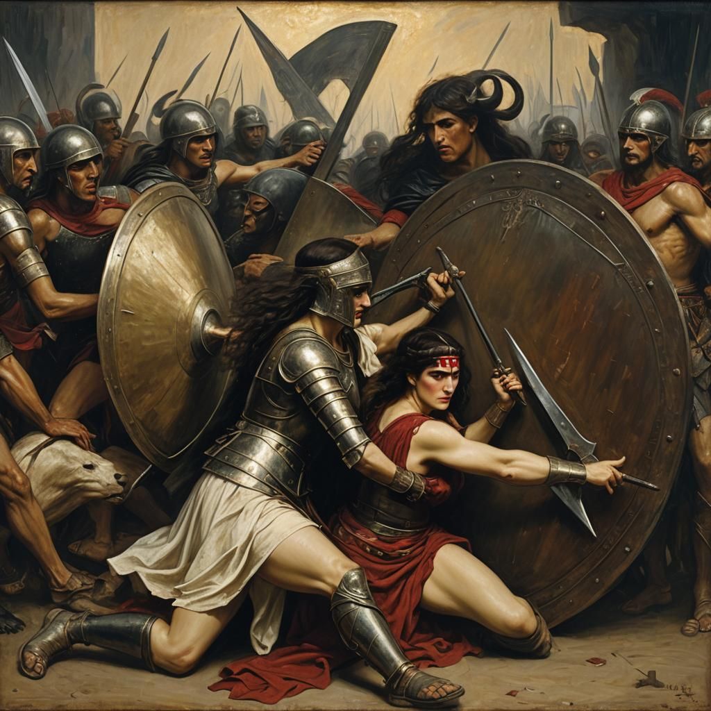 Wounded Amazon Warrior in Photorealistic Style