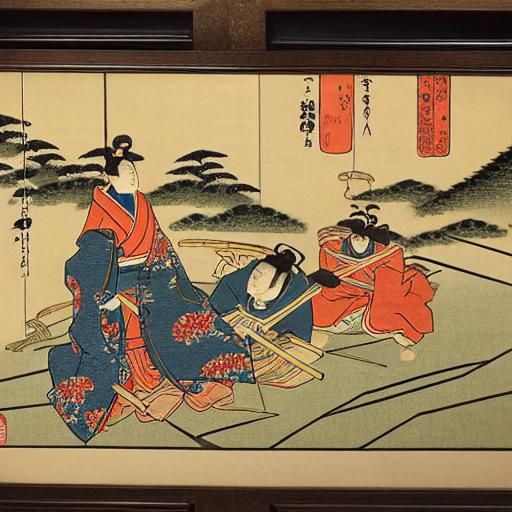 Samurai Drinking Sencha in Ukiyo-e Style