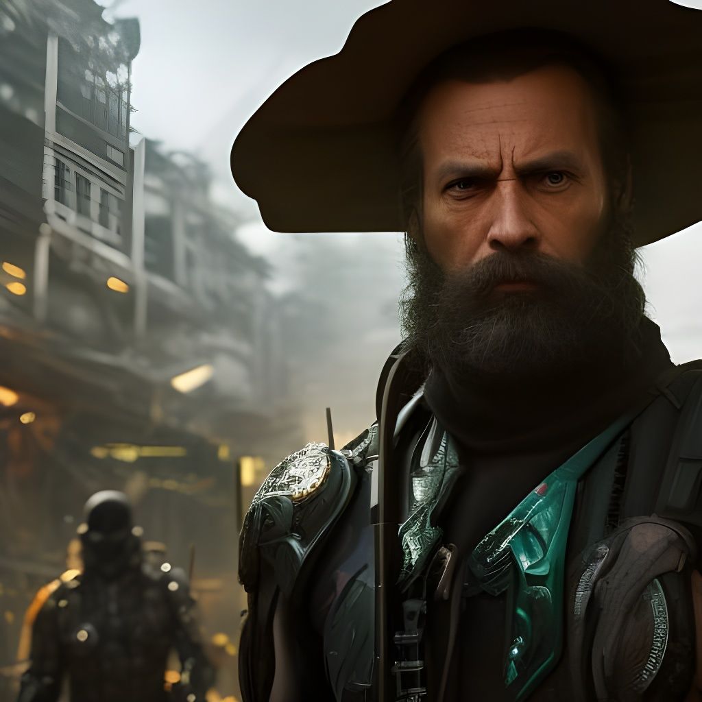 Cyborg in Chaotic Shack: Cyberpunk Portrait