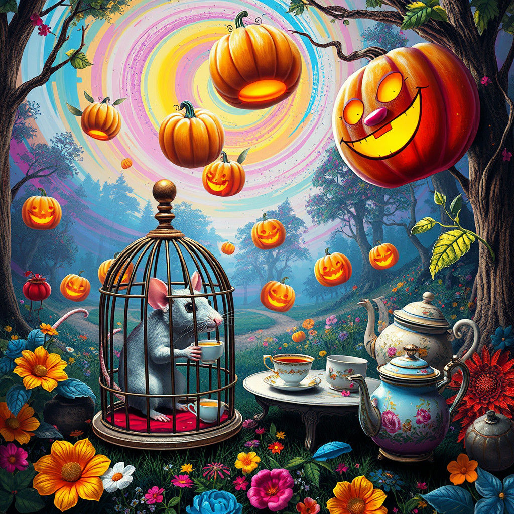 Alice in Wonderland Rat Tea Party with Street Art Flair