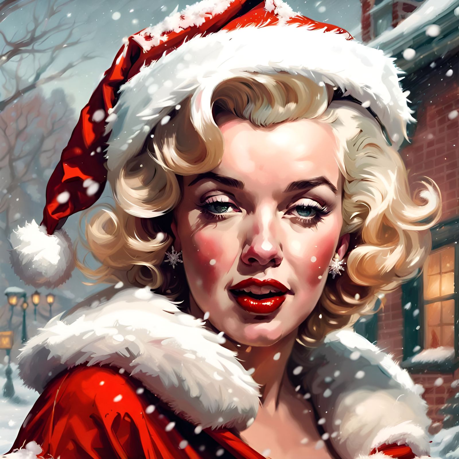 Marilyn in Santa Outfit, Pin-Up Digital Art