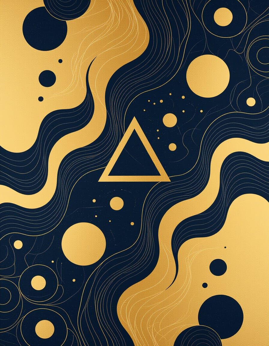 Navy and Gold Duotone Abstract Swirls