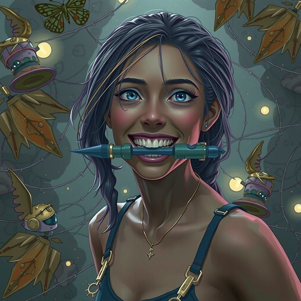 Sonic Screwdriver Amidst Fantastical Dreamscape in Vibrant C...