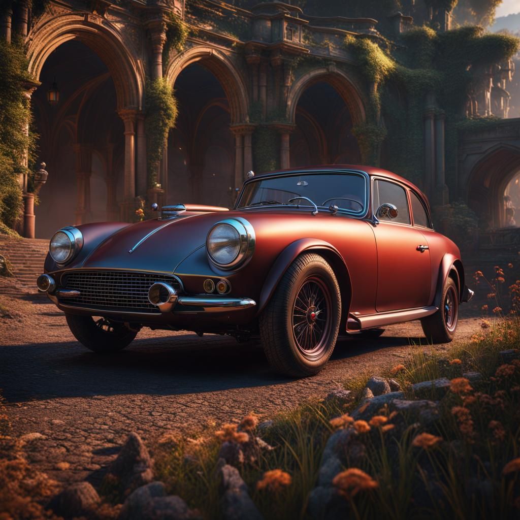 Fantastical Car in Detailed Matte Painting