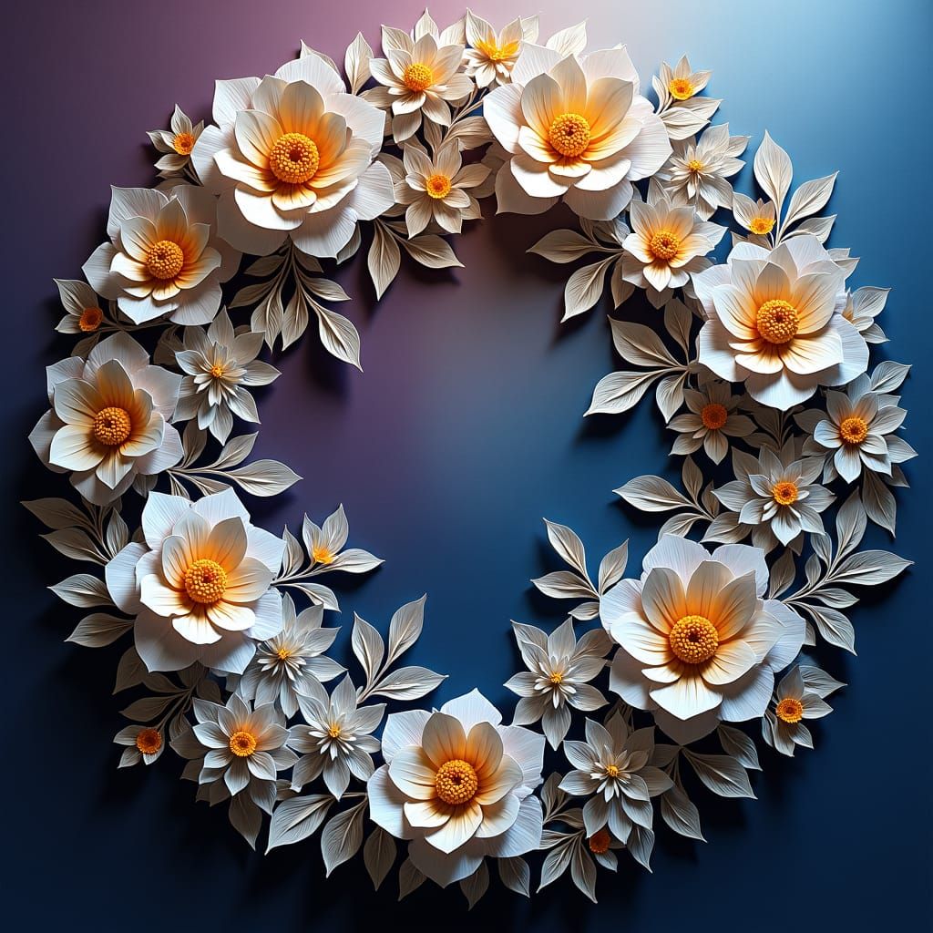 Silver and Gold Quilled Wildflower Circle in 3D