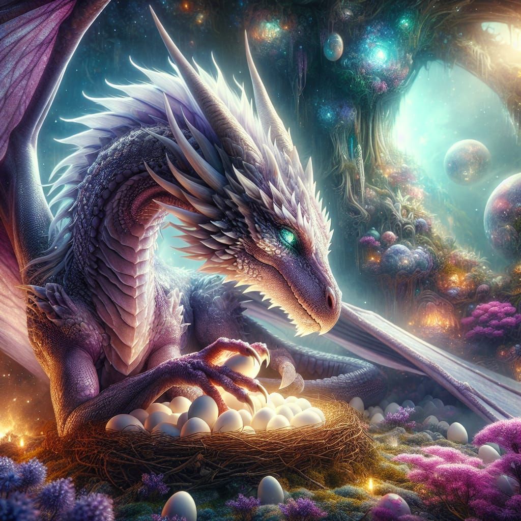 Majestic Mother Dragon in Fantasy World