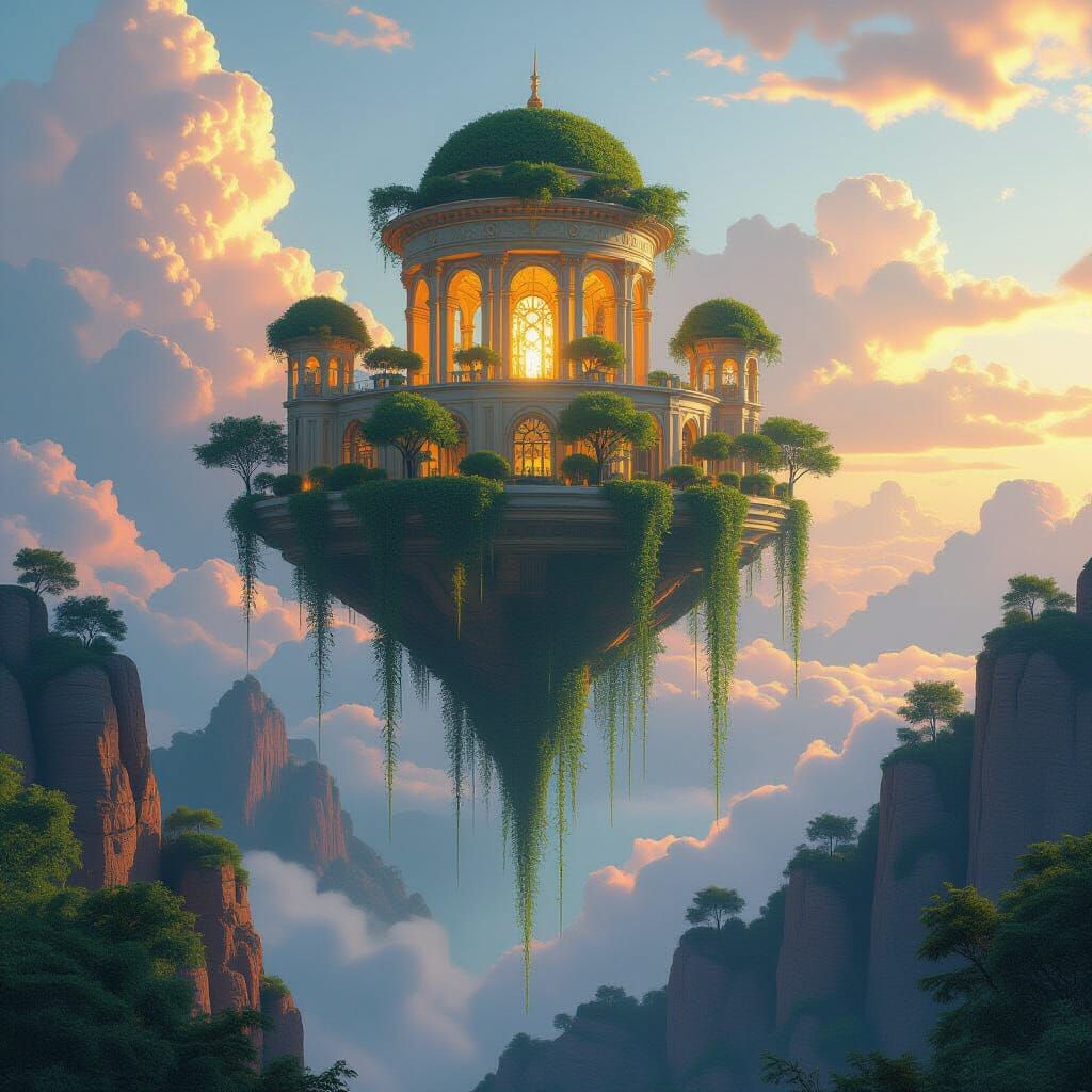 Glowing Floating Gardens in Dynamic Concept Art