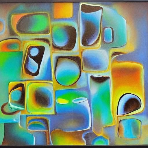 Surreal Abstract Cells Painting in Oil
