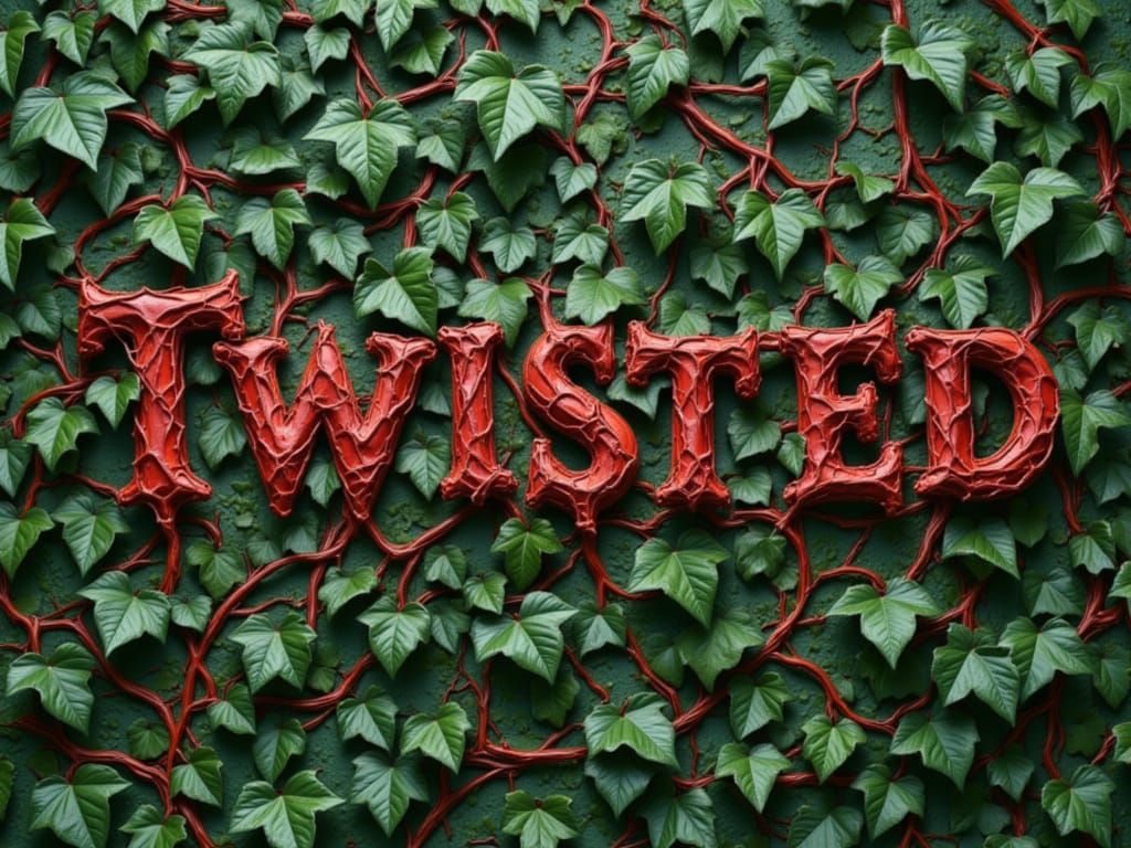 Twisted Pictures Text Bleeds Amidst Thorns and Ivy