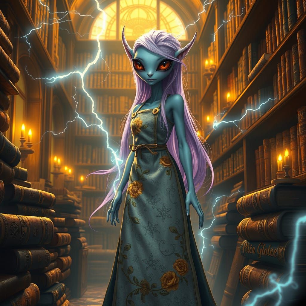 Ethereal Library Keeper in Lavender Locks