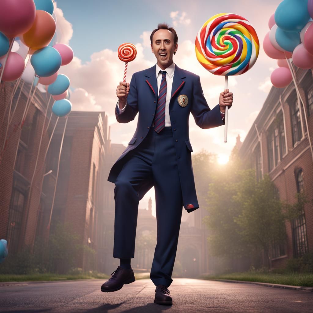 Nicolas Cage as Schoolboy with Lollipop, Digital Art