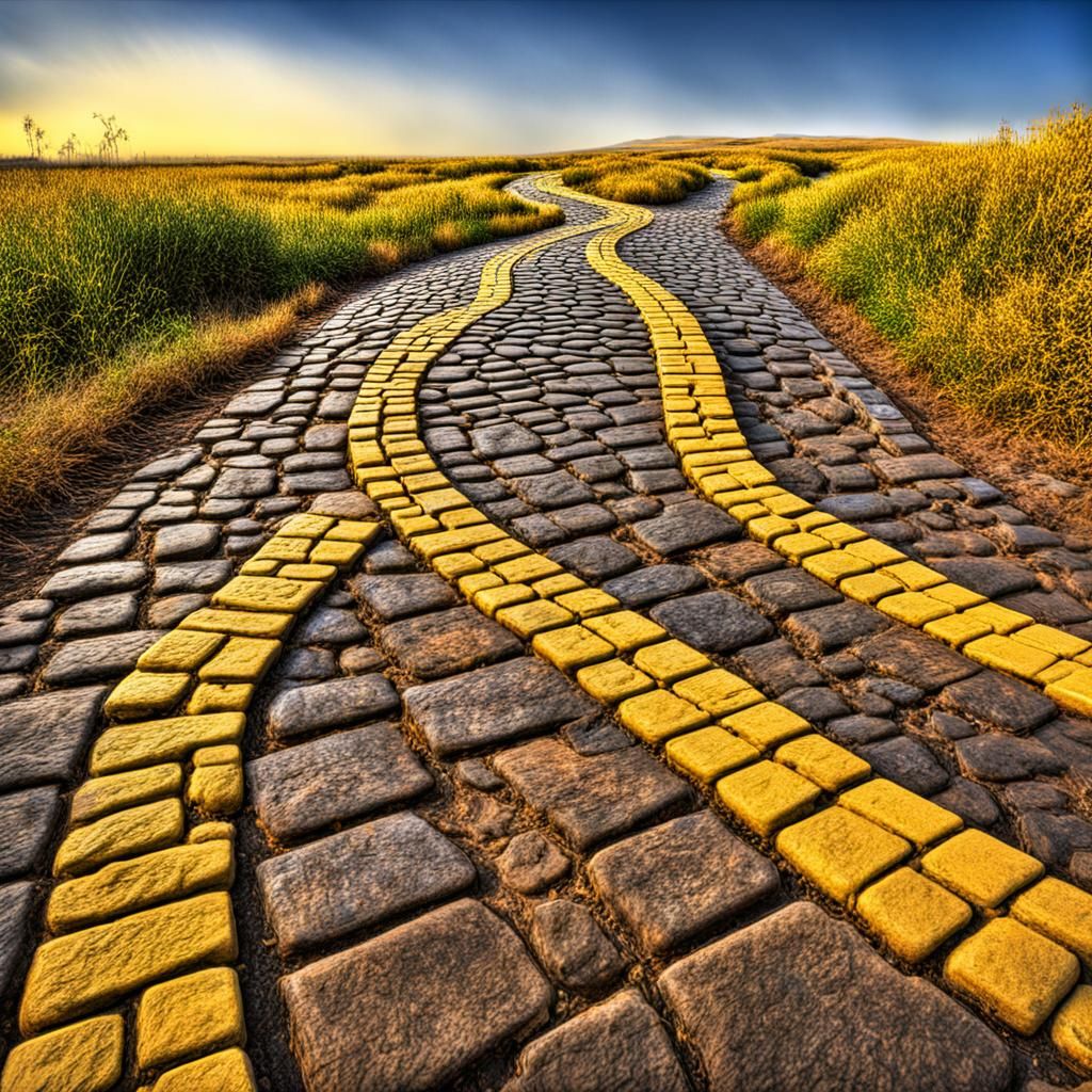 Hyperrealistic Yellow Brick Road in Cinematic Style